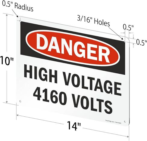 SmartSign "Danger - High Voltage 4160 Volts" Sign | 10" x 14" Aluminum in Saudi Arabia