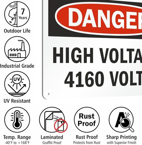 SmartSign "Danger - High Voltage 4160 Volts" Sign | 10" x 14" Aluminum in Saudi Arabia