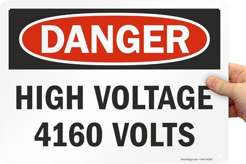 SmartSign "Danger - High Voltage 4160 Volts" Sign | 10" x 14" Aluminum in Saudi Arabia