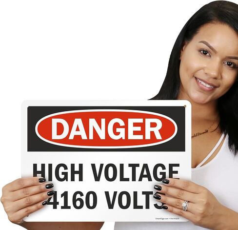SmartSign "Danger - High Voltage 4160 Volts" Sign | 10" x 14" Aluminum in Saudi Arabia
