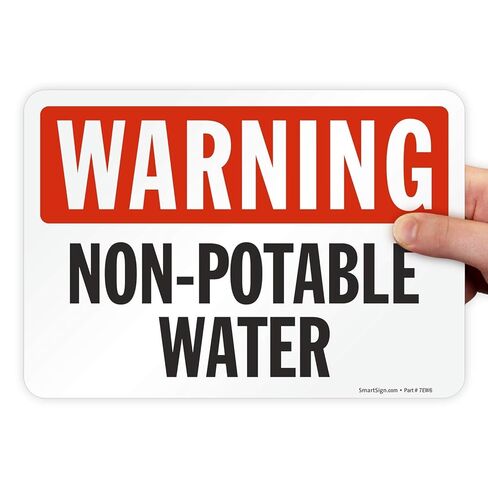 SmartSign - S-2832-EU-10 "Warning - Non Potable Water" Label | 7" x 10" Laminated Vinyl Black/Red on White in Kuwait