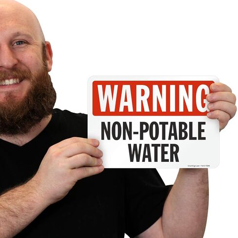 SmartSign - S-2832-EU-10 "Warning - Non Potable Water" Label | 7" x 10" Laminated Vinyl Black/Red on White in Kuwait