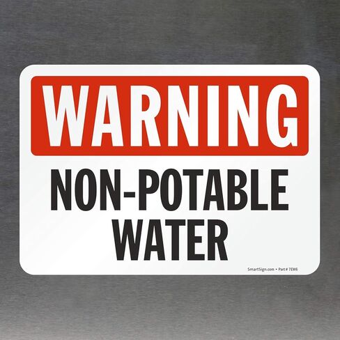 SmartSign - S-2832-EU-10 "Warning - Non Potable Water" Label | 7" x 10" Laminated Vinyl Black/Red on White in Kuwait
