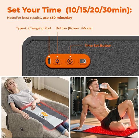 العلاج بالضوء الأحمر للجسم، وسادة علاج ضوئي محمولة كبيرة بقدرة 10000 مللي أمبير في الساعة، علاج بالأشعة تحت الحمراء 660 و850 نانومتر للخصر الخلفي ومفاصل الركبة والكتف، للاستخدام المنزلي في الهواء الطلق، هدايا للنساء والرجال (24.5 بوصة × 13 بوصة) in Kuwait