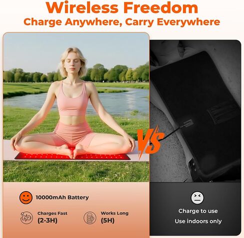 العلاج بالضوء الأحمر للجسم، وسادة علاج ضوئي محمولة كبيرة بقدرة 10000 مللي أمبير في الساعة، علاج بالأشعة تحت الحمراء 660 و850 نانومتر للخصر الخلفي ومفاصل الركبة والكتف، للاستخدام المنزلي في الهواء الطلق، هدايا للنساء والرجال (24.5 بوصة × 13 بوصة) in Kuwait