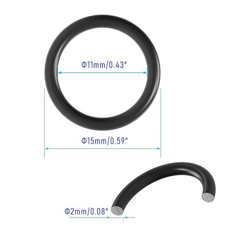 100PCS Silicone O Ring, 15mm OD mm ID 2mm Width VMQ Seal Gasket O-Rings for Wide Variety of Sealing Applications, Black in Kuwait