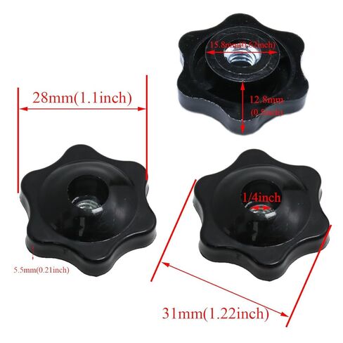 يوكاتا فضي 1/4"-20 T مسامير المسار T-Track 2 بوصة مسامير طويلة 1/4" مقابض نجمة سوداء وغسالات لتركيبات النجارة وأجهزة التثبيت 8 مجموعة in Saudi Arabia