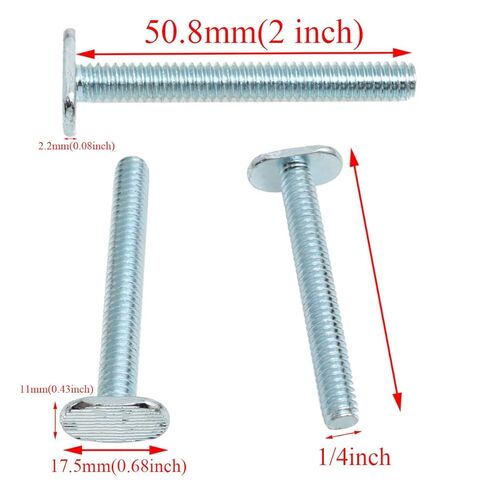 يوكاتا فضي 1/4"-20 T مسامير المسار T-Track 2 بوصة مسامير طويلة 1/4" مقابض نجمة سوداء وغسالات لتركيبات النجارة وأجهزة التثبيت 8 مجموعة in Saudi Arabia