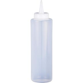 HIC Kitchen Refillable Squeeze Bottle with Nozzle Caps - Clear, BPA Free, 12-Ounce - Ideal for Condiments, Sauces, Batter Dispensing, Easy Identification - Eco-Friendly, Hand Wash