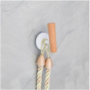 Adjustable Self Adhesive Curtain Tieback, L Shaped Window Curtain Hook, No Drill Wood Tieback Buckle Hangers Fastener Curtain Wall Holder Storage Holder for Home Decor, 2 Pack (Black)
