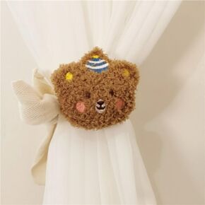 2 Pack Curtain Tiebacks, Plush Bear Decorative Rope Curtain Ties,Curtain Holder Holdbacks, Window Treatment (Beige)