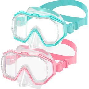 نظارات السباحة للأطفال من Bairuifu للأطفال من سن 4 إلى 16 عامًا، عدسات مضادة للكسر/مضادة للضباب / رؤية بانورامية 180 درجة / نظارات سباحة للأطفال مع غطاء للأنف in Kuwait