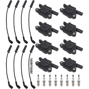 UF413 Ignition Coils with 41-962 Spark Plugs & Wires Fit for Cadillac CTS Escalade Colorado Corvette Impala Suburban Silverado 1500 2500 3500 Tahoe for GMC Sierra Yukon 2005-2016, 8 pack