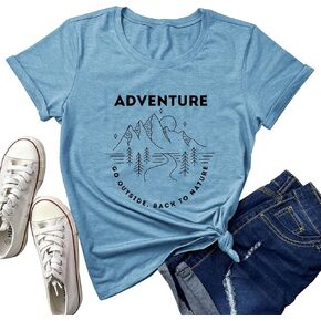 Women Go Outside Adventure Nature Shirt Workout Hiking Camping Climbing Road Trip Tee Tops Athletic Summer T Shirt