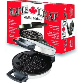 Canadian Maple Leaf Shaped Belgian Waffle Maker | Non-stick Waffle Iron | Works Perfectly for Chaffles, Gluten Free or Paleo Pancake And Waffle Mix