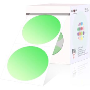 PARLAIM 3 Inch Watercolor Green Circle Thermal Sticker Labels, Self-Adhesive Round Address Labels, Multi-Purpose Roll Thermal Stickers Tap for Business-500 Labels/1 Roll