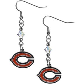 NFL Siskiyou Sports Womens Chicago Bears Crystal Dangle Earrings One Size Team Color