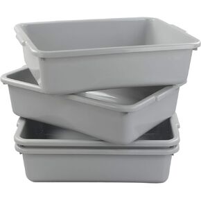 13 L Plastic Commercial Bus Tubs, Utility Bus Boxes, 4-Pack