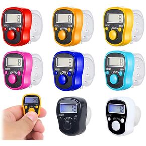 8PCS Electronic Finger Counter, LED Electronic Handheld Tally Counter, 5-Digit Counters Clicker, Lap Track Handheld Counter with Ring, for Golf Sports Fitness Exercise Warehouse(8 Colors)