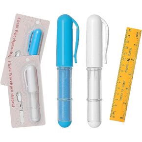 Fabric Chalk Markers for Sewing,Quilting,Crafting|Erasable Tailor Chalk|Work on Various Fabrics|Dosing Wheel Drawing Intricate Patterns Precise Lines-Per Pack(Red,Yellow,Blue,White and 1Ruler)