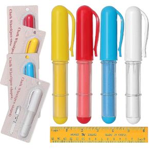 Fabric Chalk Markers for Sewing,Quilting,Crafting|Erasable Tailor Chalk|Work on Various Fabrics|Dosing Wheel Drawing Intricate Patterns Precise Lines-Per Pack(Red,Yellow,Blue,White and 1Ruler) in Saudi Arabia