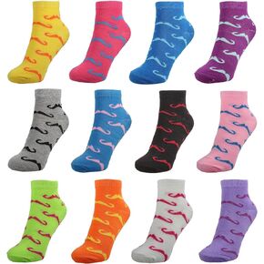 Gelante 12-Pair Women's Ankle Socks, Colorful Comfortable Lightweight Breathable Athletic