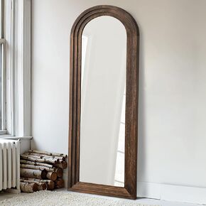NeuType Full Length Mirror 65"x22" Large Arched Mirror Floor Mirror Wood Frame Arched Mirror Large Bedroom Mirror Wall-Mounted Mirror Hanging or Leaning Against Wall, Charcoal Baked, No Stand
