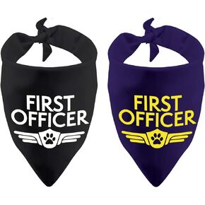 2 Pack First Officer Dog Bandana Co-Pilot Dog Scarf Aviation Gift Airline Captain Gift (First Officer)