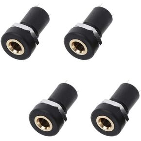 4Pcs 3.5MM Audio Video Jack Socket Stereo Solder Panel Mount Jack Connector Headphone Jack Connector 3 Pole Black with Nut