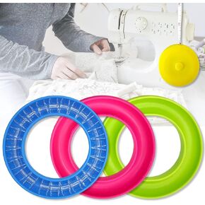 Neatbuddy 3 Pack Bobbin Holders, Silicone Bobbin Rings, Different Color Sewing Machine Bobbin Organizer and 24 Transparent Bobbins for Daily Sewing Supplies(Green & Rose& Blue)