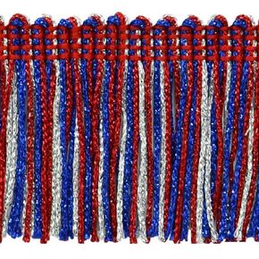 Trims by the Yard 5 Yards of 2" Metallic Chainette Fringe Trim, Red/White/Blue