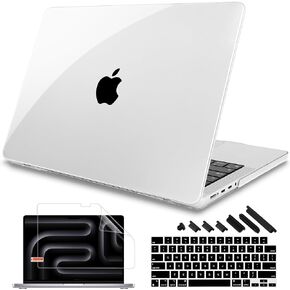 Tuiklol for M4 MacBook Pro 14 inch Case 2024-2021 Release A3112 A3401 A3185, A2992 A2918 M3 A2779 M2 A2442 M1 Pro/Max Chip,Hard Shell Case+Screen Protector with Touch ID,Sparkly Pink