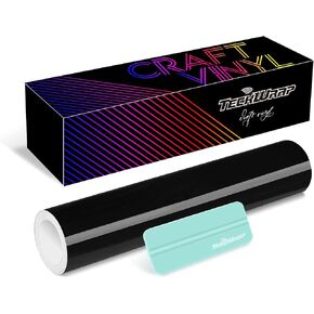 فينيل لاصق دائم من TECKWRAP لمشاريع الملصقات الحرفية مقاس 12 بوصة × 20 قدمًا، أسود مطفي in Kuwait