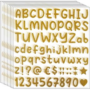 790 Pieces 10 Sheets Letters Stickers Self Adhesive Glitter Letter Alphabet Number Stickers for Classroom Decor,Grad Cap Decoration,DIY Crafts Art Making,Home,Business(Black, 1 Inch)