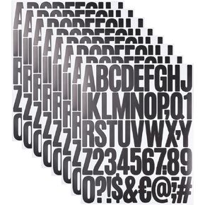 8 Sheets Letter Number Stickers, 2 Inch Vinyl Alphabet Stickers, Self-Adhesive Punctuation Letter Number Stickers for Mailbox, Scrapbooking, Decoration, Craft, Arts, DIY, Decor- Black