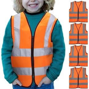 Unittype 4 Pieces Kids Safety Vest Construction Reflective Traffic Vest for Running Kindergarten Preschool Children