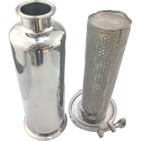 JOWIN 1.5" Tri Clamp Compatible Wort Strainer with 4" OD Body 100 Mesh (150 Micron) Stainless Steel Wire Screen Straight Filter (JWTCWS102-38)