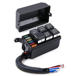 Delgada 12V Auto Waterproof Relay Fuse Box Set, 6-Slot Relay Block and 6 Slots ATC/ATO Blade Fuse Holder, 4 pin 5 pin Fuse Panel, 40 Amp Relay Box Kit for RV, SUV,Camping Boat