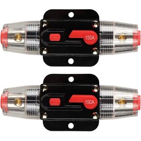 Inline Audio Fuse Holder 150A Circuit Breaker Switch Resettable Fuse 12-24V DC for Car Audio Stereo RV Home Marine Boat Truck, 2 Pack