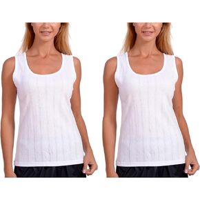 Patricia Lingerie Women's Soft Cotton Cami Tank Top with Scoop Neckline 2 Pack