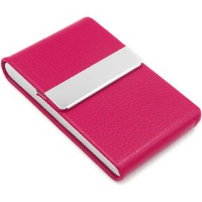 Business Card Holder PU Leather Business Card Case with Magnetic Clasp Pocket RFID Blocking Business Card Organizer Business Card Wallet Metal Name Card Holder - Blue