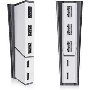 5 Ports USB Hub Only for PS5 Slim Console Disc ＆ Digital, High-Speed Extra USB Port Extender for PS5 Slim Accessories, with 2 Type C + 3 USB-A 2.0