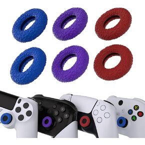 PlayVital 3 Pairs Donut Design Silicone Thumbstick Rings for ps5/4, for Xbox Series X/S, for Xbox One/Elite Series 2 Core, for Switch Pro, Universal Anti Slip Thumb Grips Rings - Gray & Black & White