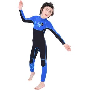 Kids Full Body Wetsuit 2.5mm Neoprene Back Zipper Sun Protection Thermal Swimsuit for Boys