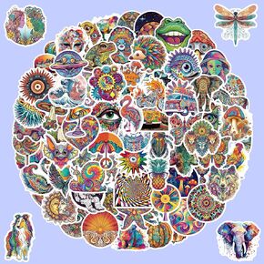Hippie Stickers, 100Pcs Psychedelic Stickers, Hippy Waterproof Stickers Pack, for Laptops Water Bottles Phone Cases Kids Teens Adults Etc. in Saudi Arabia