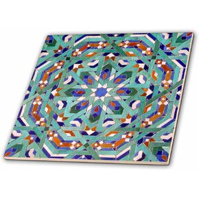 3dRose ct_73581_1 Morocco, Hassan Ii Mosque Mosaic, Islamic Tile Detail-AF29 KWI0019 Kymri Wilt Ceramic Tile, 4-Inch