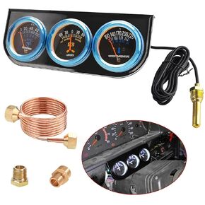 Mechanical 2inch 52MM Triple Gauge Set Endxedo 3 Gauge Cluster Water Oil Volt Meter Gauge 3 in1 Auto Gauge Set Black