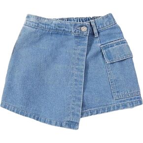SweatyRocks Girl's Elastic High Waist Denim Skort Casual Jean Shorts with Pockets