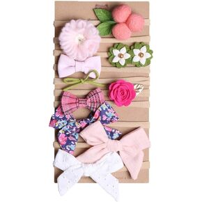 Baby Girls Nylon Elastic Headband Soft Flower Hair Band For Toddler Infant Newborn Hair Bows Set Of 10 (#1) in Kuwait