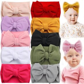KIDOCHEESE Baby Headbands Oversized Baby Girls Bows Elastic Big Bows Nylon Hairbands Hair Accessories for Infants Toddlers and Kids